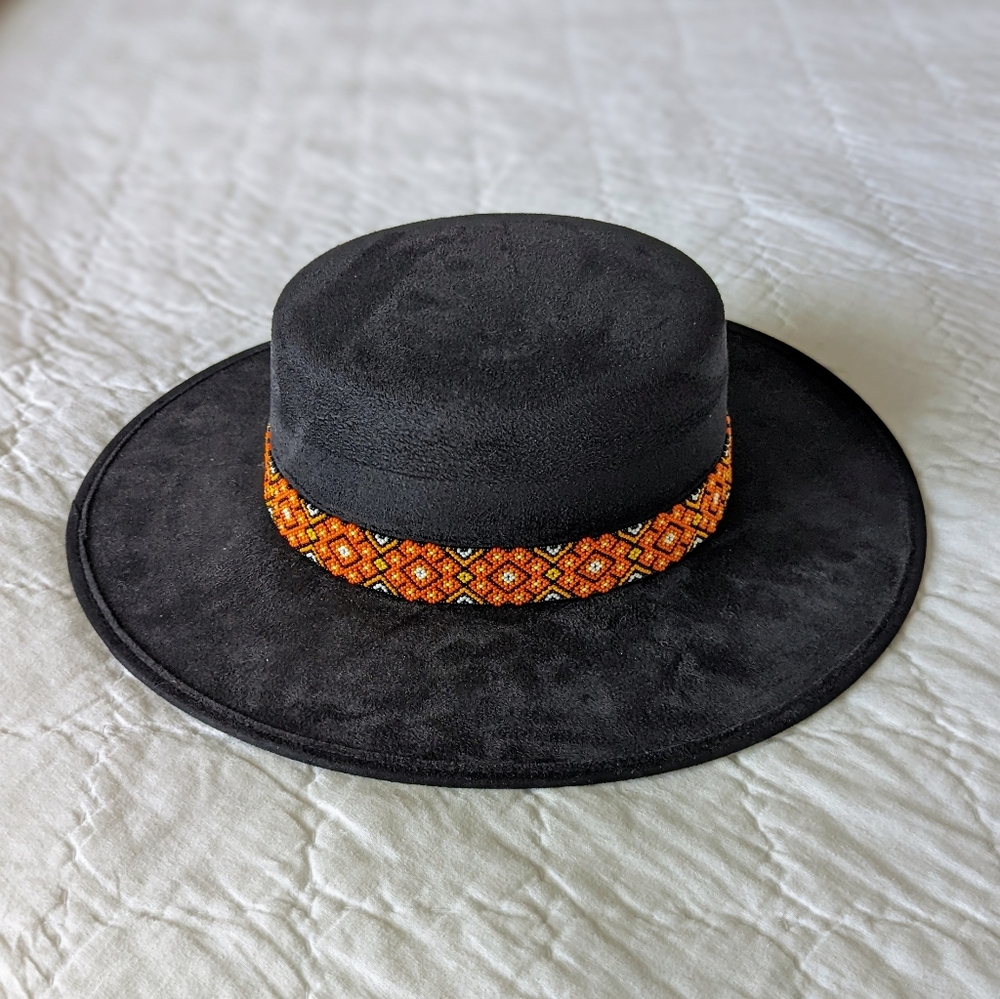 Black Hat with Beaded Band